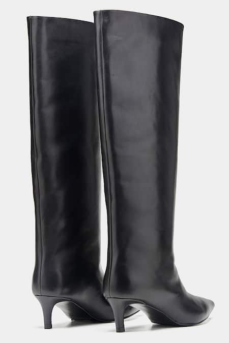 Shop Oroh Black Paula Pointed Toe Kitten Heel Long Boots at Aza Fashions Shop_Oroh_Black Paula Pointed Toe Kitten Heel Long Boots _at_Aza_Fashions