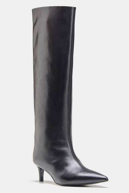 Oroh Black Paula Pointed Toe Kitten Heel Long Boots Online at Aza Fashions Oroh_Black Paula Pointed Toe Kitten Heel Long Boots _Online_at_Aza_Fashions