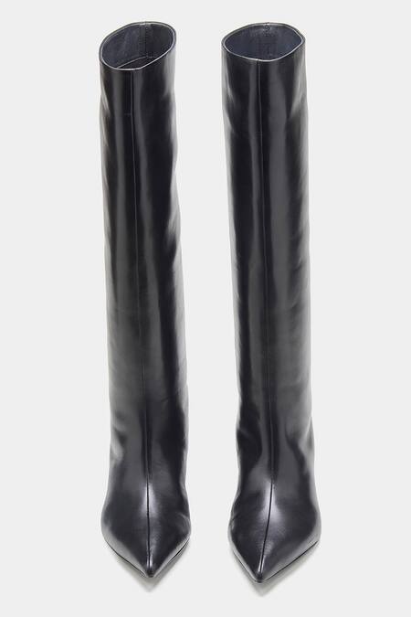 Shop Oroh Black Paula Pointed Toe Kitten Heel Long Boots Online at Aza Fashions Shop_Oroh_Black Paula Pointed Toe Kitten Heel Long Boots _Online_at_Aza_Fashions