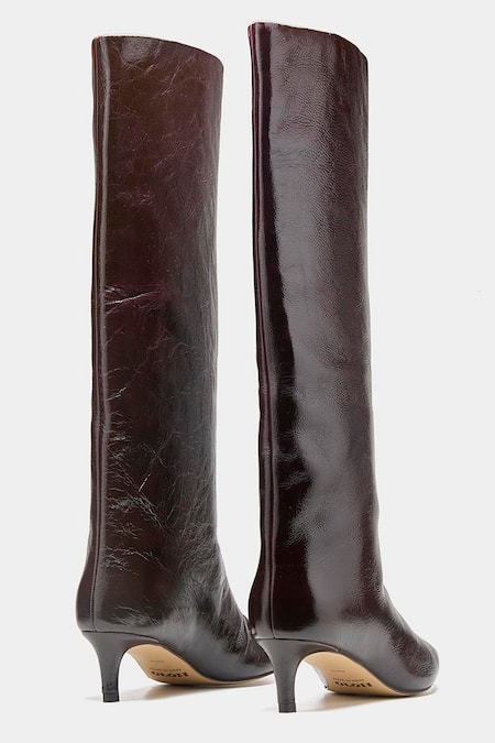 Shop_Oroh_Brown Paula Pointed Toe Kitten Heel Long Boots _at_Aza_Fashions