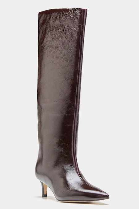 Oroh_Brown Paula Pointed Toe Kitten Heel Long Boots _Online_at_Aza_Fashions