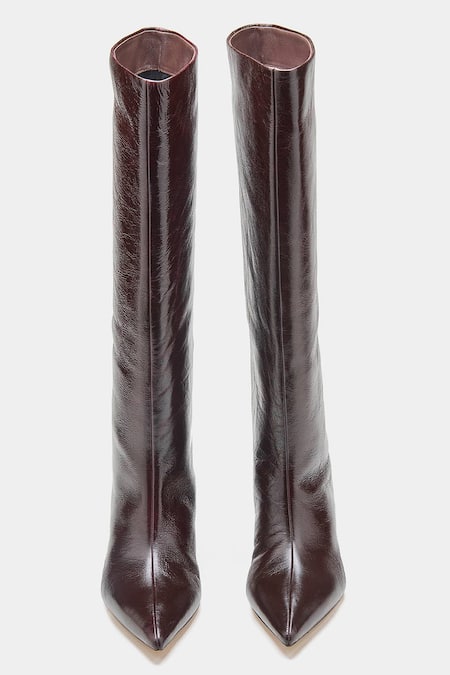Shop_Oroh_Brown Paula Pointed Toe Kitten Heel Long Boots _Online_at_Aza_Fashions