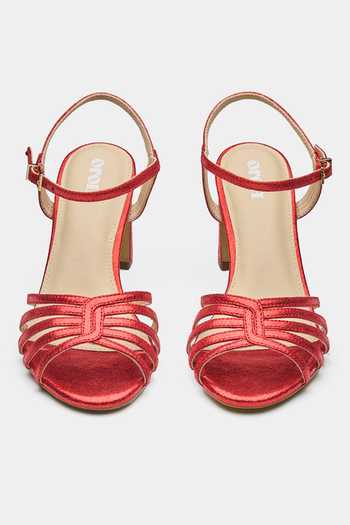 Oroh_Red Strappy Block Heel Sandals _Online_at_Aza_Fashions