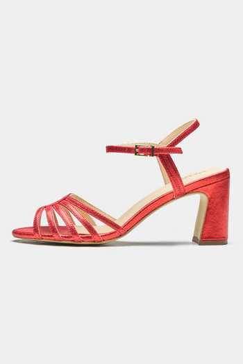 Buy_Oroh_Red Strappy Block Heel Sandals _Online_at_Aza_Fashions