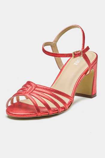 Oroh_Red Strappy Block Heel Sandals _at_Aza_Fashions