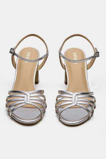 Buy_Oroh_Silver Strappy Block Heel Sandals _Online_at_Aza_Fashions
