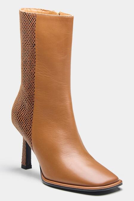 Oroh_Tan Julia Genuine Leather Ankle Boots _Online_at_Aza_Fashions