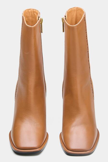Shop_Oroh_Tan Julia Genuine Leather Ankle Boots _Online_at_Aza_Fashions