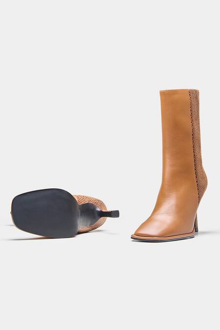 Oroh_Tan Julia Genuine Leather Ankle Boots _at_Aza_Fashions