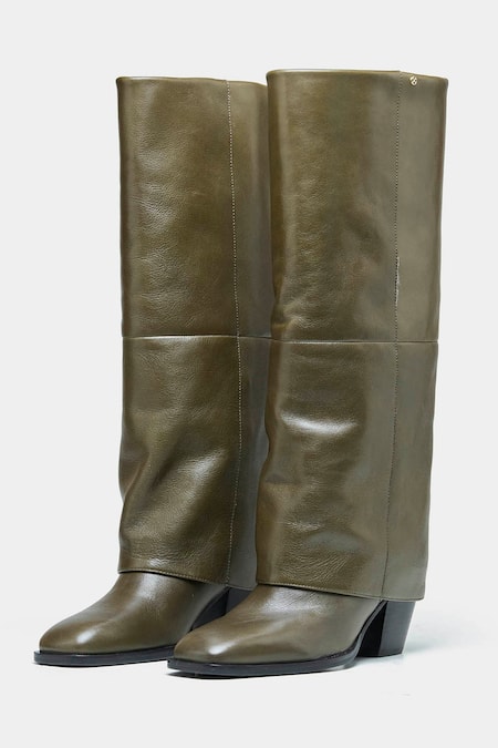 Oroh Mia Genuine Leather Block Heel Long Boots 