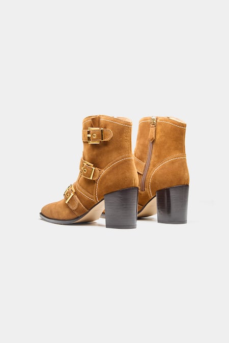 Oroh Teresa Buckle Detail Block Heel Ankle Boots 