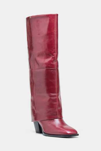 Oroh Maroon Mia Genuine Leather Block Heel Long Boots Online at Aza Fashions Oroh_Maroon Mia Genuine Leather Block Heel Long Boots_Online_at_Aza_Fashions
