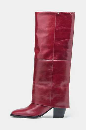 Buy Oroh Maroon Mia Genuine Leather Block Heel Long Boots Buy_Oroh_Maroon Mia Genuine Leather Block Heel Long Boots