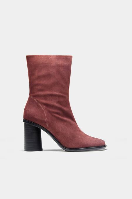 Buy_Oroh_Maroon Juana Block Heel Ankle Boots _Online_at_Aza_Fashions