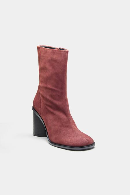 Buy_Oroh_Maroon Juana Block Heel Ankle Boots 