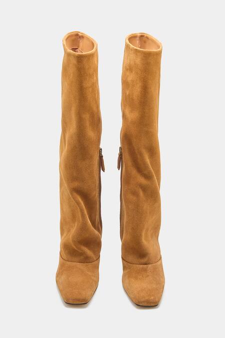 Buy_Oroh_Tan Patricia Long Boots With Kitten Heel 