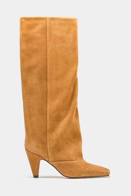 Shop_Oroh_Tan Patricia Long Boots With Kitten Heel 