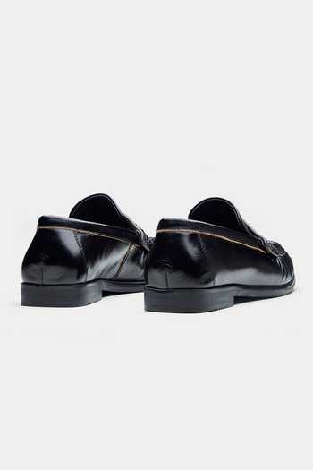 Shop_Oroh_Black Fernanda Genuine Leather Chain Loafers _Online_at_Aza_Fashions