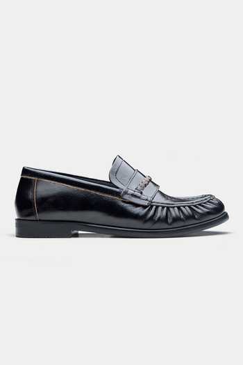 Buy_Oroh_Black Fernanda Genuine Leather Chain Loafers 