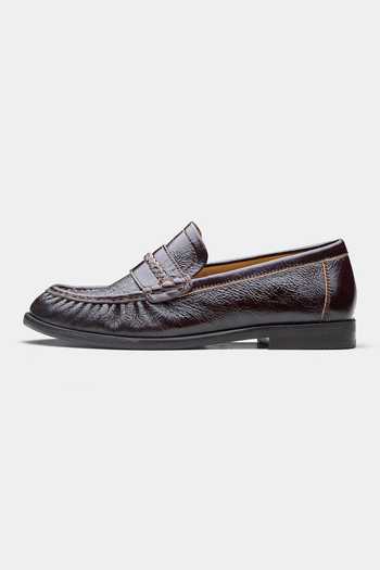 Shop_Oroh_Brown Fernanda Genuine Leather Penny Loafers _Online_at_Aza_Fashions