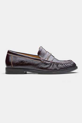Oroh_Brown Fernanda Genuine Leather Penny Loafers _at_Aza_Fashions