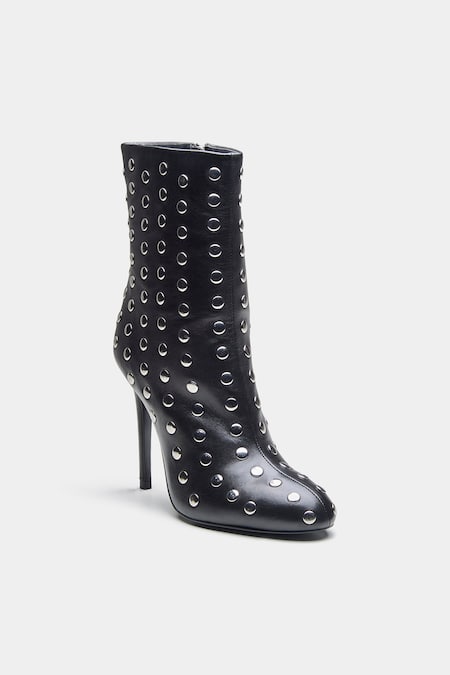 Buy_Oroh_Black Studs Eliana Studded Genuine Leather Ankle Boots _Online_at_Aza_Fashions