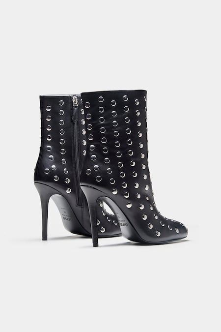 Shop_Oroh_Black Studs Eliana Studded Genuine Leather Ankle Boots _Online_at_Aza_Fashions