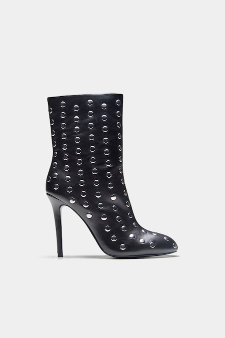 Buy_Oroh_Black Studs Eliana Studded Genuine Leather Ankle Boots 