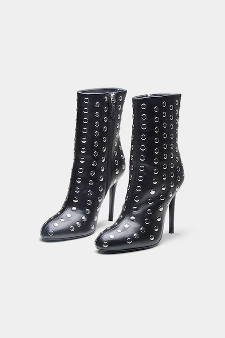 Shop_Oroh_Black Studs Eliana Studded Genuine Leather Ankle Boots 