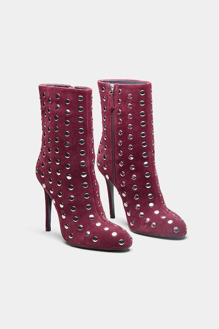 Oroh Eliana Stud Embellished Pencil Heel Ankle Boots 