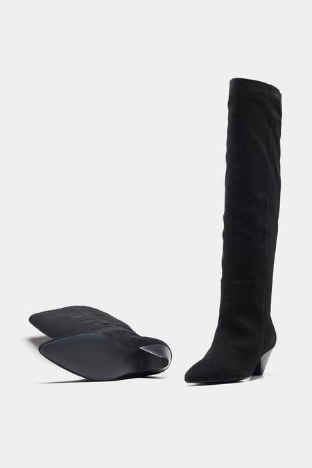 Oroh_Black Daniela Tall Genuine Leather Lace-up Boots _at_Aza_Fashions