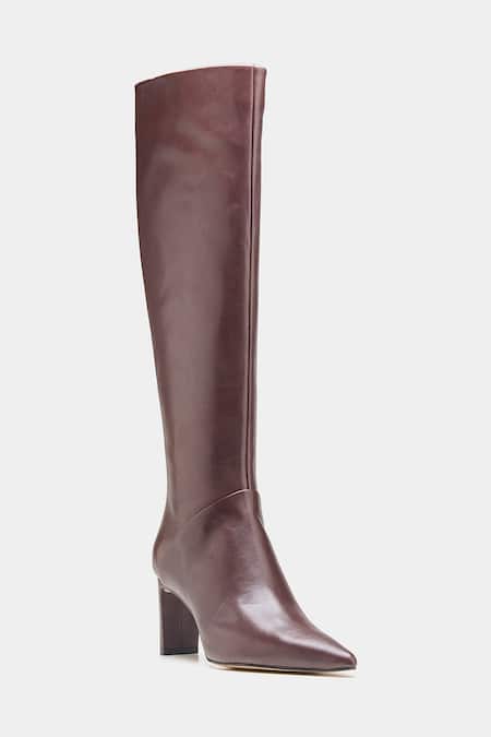 Oroh_Brown Paz Long Boots With Semi Block Heel _Online_at_Aza_Fashions