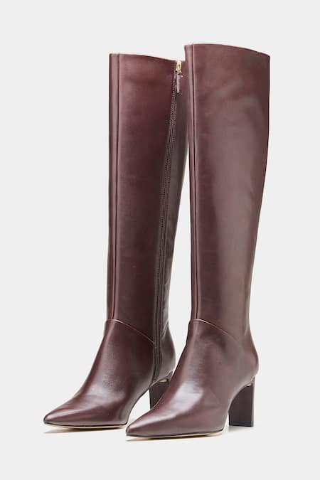 Shop_Oroh_Brown Paz Long Boots With Semi Block Heel 