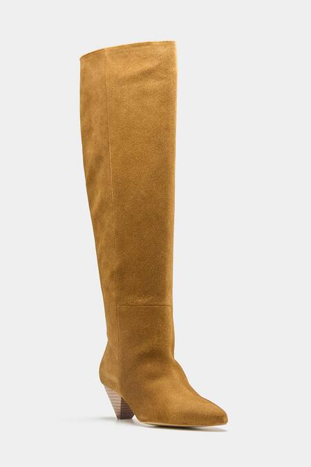 Oroh_Tan Genuine Leather Daniela Long Boots _Online_at_Aza_Fashions