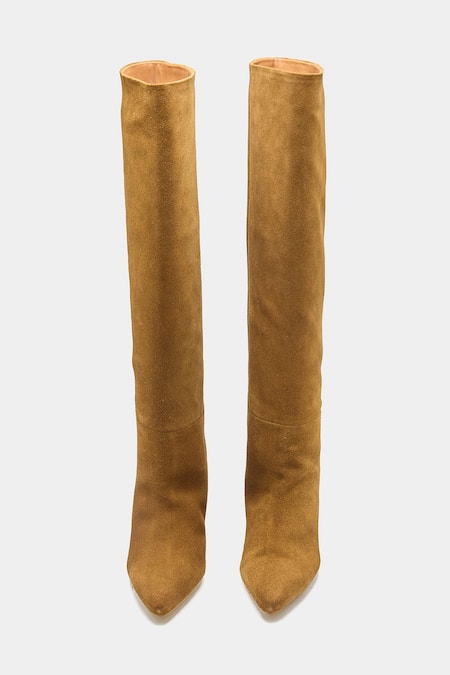 Shop_Oroh_Tan Genuine Leather Daniela Long Boots _Online_at_Aza_Fashions