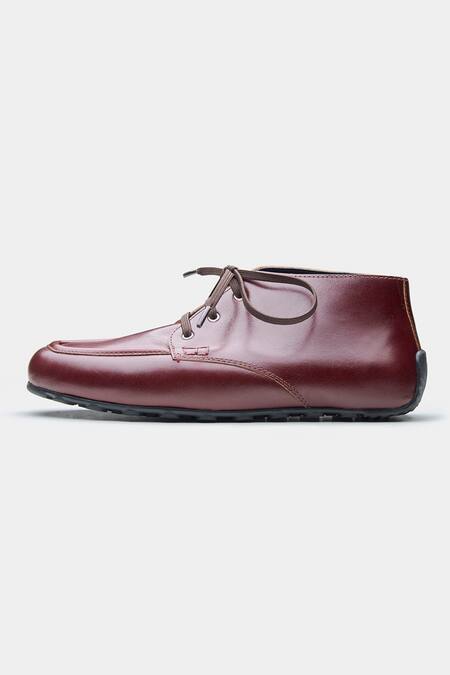 Oroh_Maroon Zoe Genuine Leather Lace-up Casual Shoes _at_Aza_Fashions