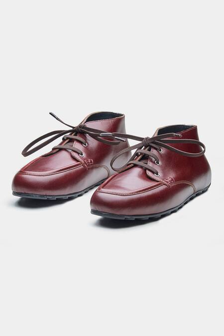 Shop_Oroh_Maroon Zoe Genuine Leather Lace-up Casual Shoes 