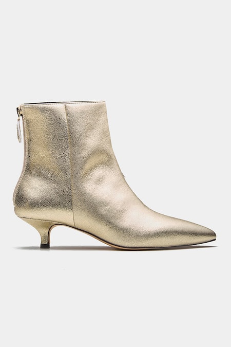 Buy_Oroh_Gold Marcia Pointed Toe Kitten Heel Ankle Boots _Online_at_Aza_Fashions