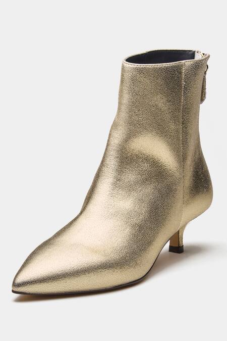 Buy_Oroh_Gold Marcia Pointed Toe Kitten Heel Ankle Boots 