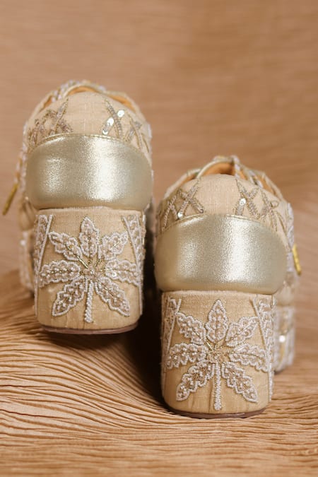 Around Always Aranya Embroidered Platform Sneaker Wedges 