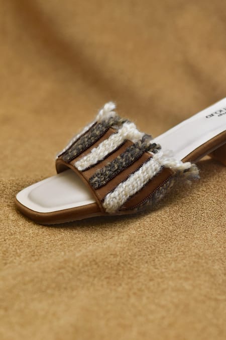 Around Always Tan Raet Braided Thread Square Toe Sandals Online at Aza Fashions Around Always_Tan Raet Braided Thread Square Toe Sandals _Online_at_Aza_Fashions