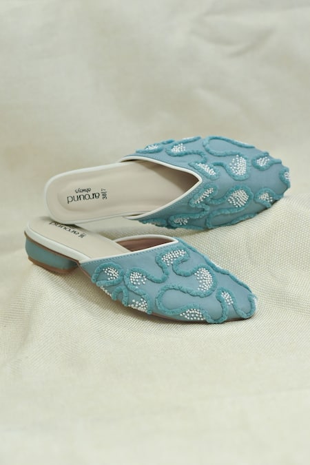 Around Always Neera Raised Threadwork & Beaded Cluster Slides