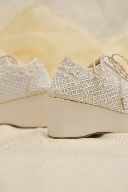 Around Always Ivory Celeste Lace-up Sneaker Wedges Online at Aza Fashions Around Always_Ivory Celeste Lace-up Sneaker Wedges _Online_at_Aza_Fashions