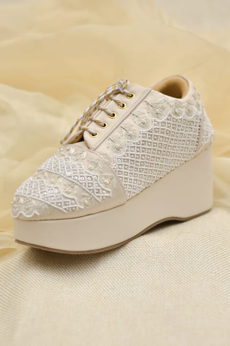 Around Always Celeste Lace-Up Sneaker Wedges  