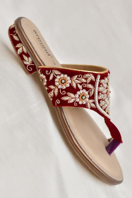 Around Always Falguni Floral Embroidered Flats 