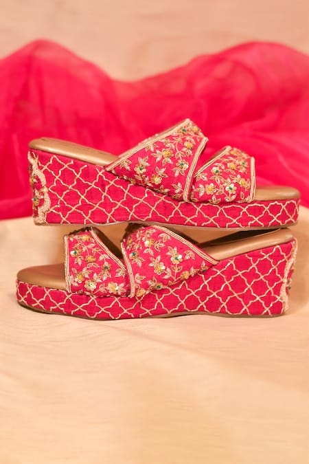 Around Always Abha Embroidered Zardozi Geometric Wedges 