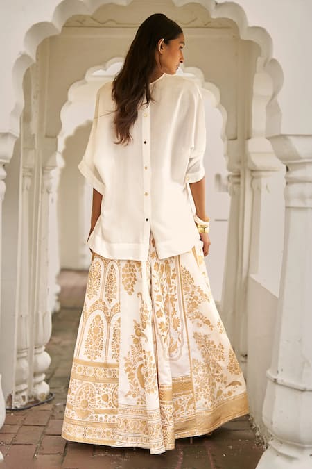 Dash And Dot Banaras Silk Brocade Maxi Skirt 