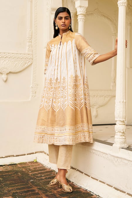 Dash And Dot Banaras Silk Brocade A-Line Jacket 