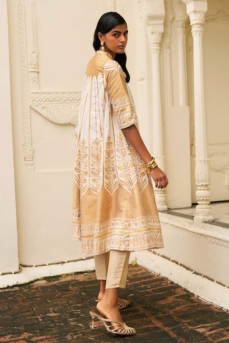 Dash And Dot Banaras Silk Brocade A-Line Jacket 
