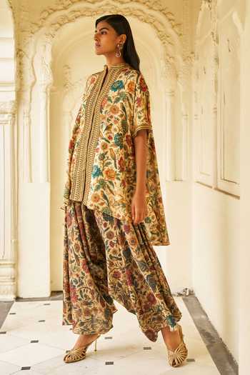 Dash And Dot Multi Color Bemberg Garden Print Pant Online at Aza Fashions Dash And Dot_Multi Color Bemberg Garden Print Pant _Online_at_Aza_Fashions